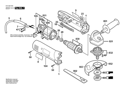 Bosch 9325 (F012932500) Diagram and Parts List for 9325 F012932500 Bosch Angle Grinder