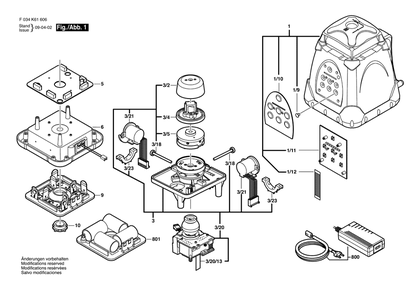 Diagram Diagram and Parts List for RL200-GR F 034 K61 601 Bosch Laser Level