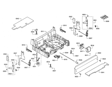 Base Diagram and Parts List for SHX33R55UC 64 Bosch Dishwasher