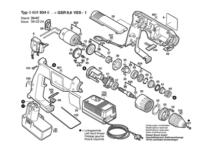 Section 1 Diagram and Parts List for 0601934627  Bosch Drill