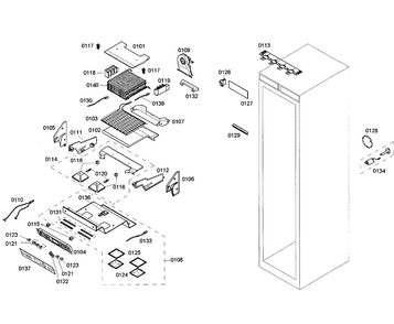 Cabinet Parts Diagram and Parts List for T18ID80NLP 15 Thermador Freezer