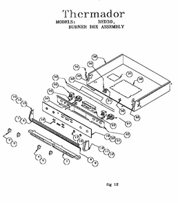 Burner Box Assembly Diagram and Parts List for RED30VQRS 9708 & UP Thermador Range