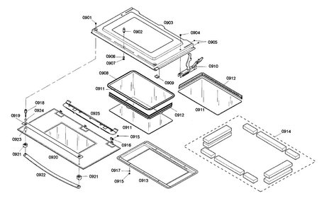 Door Diagram and Parts List for HBL752AUC 02 Bosch Wall Oven