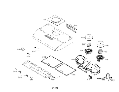 Range Hood Diagram and Parts List for DUH36162UC 01 Bosch Range Hood