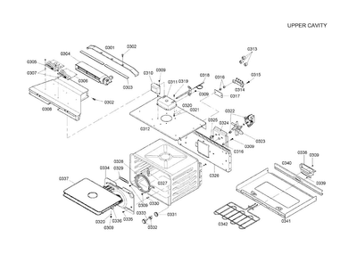 Upper Cavity Diagram and Parts List for HBL5055AUC 01 Bosch Wall Oven