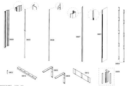 Trim Diagram and Parts List for T24IR70NSP 42 Thermador Refrigerator