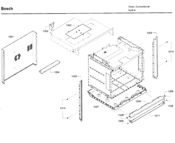 Frame Diagram and Parts List for HBL8750UC 12 Bosch Microwave Oven Combo