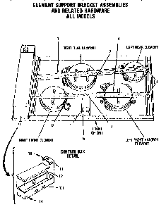 Element Support Bracket Assemblies Diagram and Parts List for CCV36  Thermador Cooktop