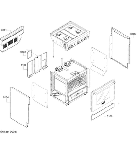 Cabinet 1 Diagram and Parts List for PRD304GHC 01 Thermador Range