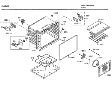 Cavity 1 Diagram and Parts List for HBLP651LUC 03 Bosch Wall Oven