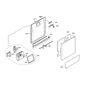 Door Assy Diagram and Parts List for SGE63E06UC 73 Bosch Dishwasher