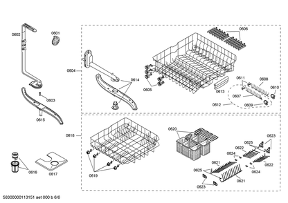 Diagram 6 Diagram and Parts List for SHX46A06UC-26  Bosch Dishwasher