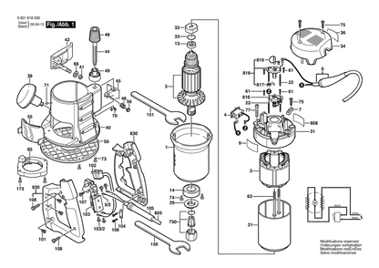 Diagram Diagram and Parts List for 1618 0 601 618 139 Bosch Router