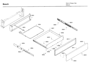 Drawer Diagram and Parts List for HGI8054UC 06 Bosch Range