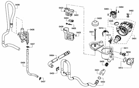 Pump Diagram and Parts List for S46KMK15UC 05 Bosch Dishwasher