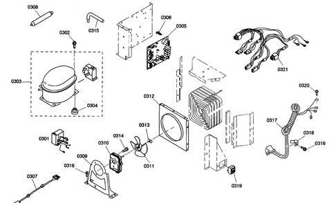 Compressor Diagram and Parts List for KBUDT4255E 01 Thermador Refrigerator