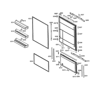 Refrigerator/freezer Door Diagram and Parts List for T36IB70CSS 01 Thermador Refrigerator