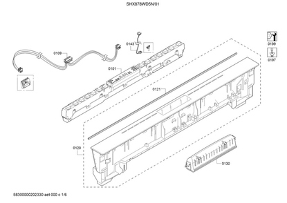 Operating Module/Facia Panel Diagram and Parts List for SHX878WD5N 01 Bosch Dishwasher