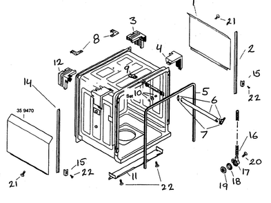Tank Assy Diagram and Parts List for SHU43C07UC 14 Bosch Dishwasher