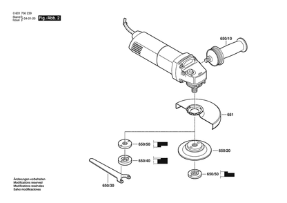 Section 2 Diagram and Parts List for GWS1706EVS 0601706239 Bosch Angle Grinder