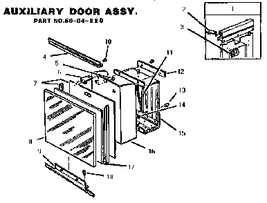 Auxiliary Door Diagram and Parts List for TMC28S  Thermador Trash Compactor