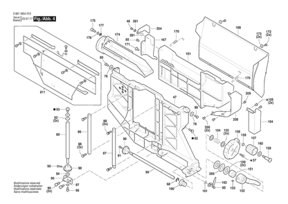 Diagram 4 Diagram and Parts List for GTS15-10 3601M54010 Bosch Table Saw