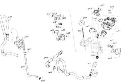Pump Assy Diagram and Parts List for SHE3AR76UC 06 Bosch Dishwasher