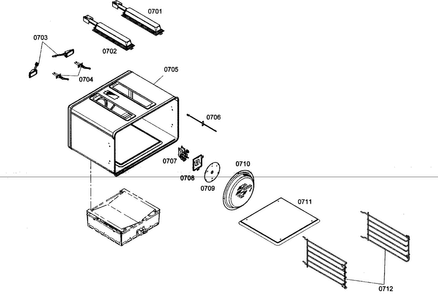 Oven Cabinet Diagram and Parts List for PRG364EDG02  Thermador Range