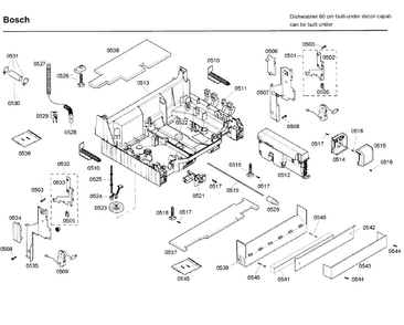 Base Diagram and Parts List for SHE99C05UC 47 Bosch Dishwasher