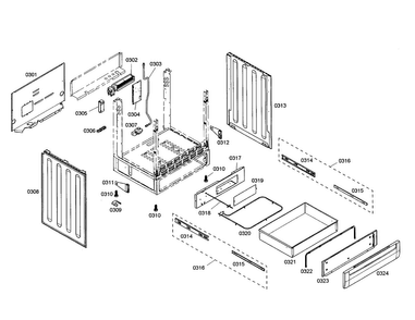 Drawer/side Panels Diagram and Parts List for HDI7152U 01 Bosch Range