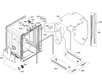 Base & Frame Diagram and Parts List for SHX4AT55UC 18 Bosch Dishwasher