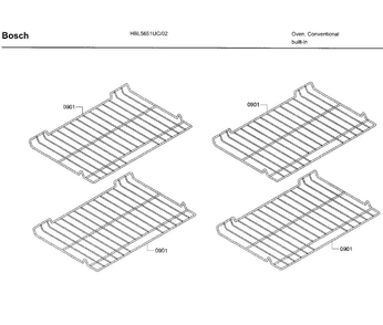 Rack Diagram and Parts List for HBL5651UC 02 Bosch Wall Oven