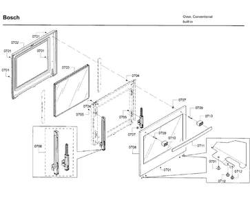 Door 2 Diagram and Parts List for HBN8651UC 02 Bosch Wall Oven