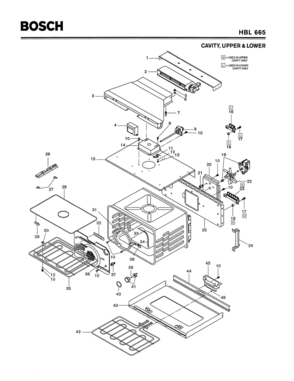 03 - CAVITY, UPPER & LOWER Diagram and Parts List for HBL665  Bosch Range