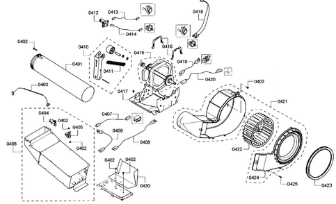 Motor Assy Diagram and Parts List for WTVC533CUS 11 Bosch Dryer