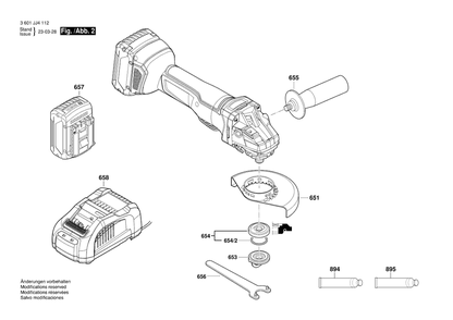 Diagram 2 Diagram and Parts List for GWS18V-10P 3 601 JJ4 112 Bosch Angle Grinder
