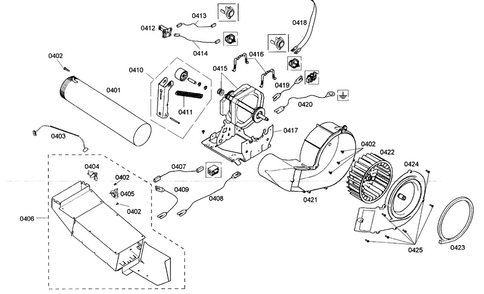 Motor/heater Diagram and Parts List for WTMC332BUS 05 Bosch Dryer
