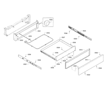 Drawer Assy Diagram and Parts List for HEI8054U 01 Bosch Range