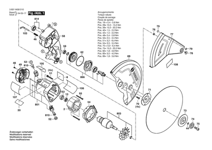 Figure 2 Diagram and Parts List for 3601M58010 GCO15-14 Bosch Circular Saw