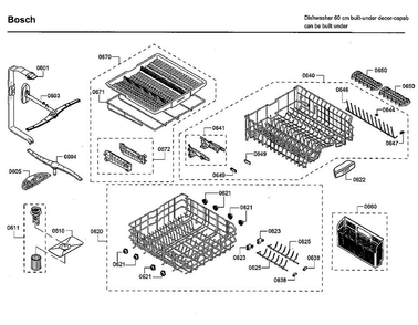 Rack Asy Diagram and Parts List for SHSM63W52N 01 Bosch Dishwasher