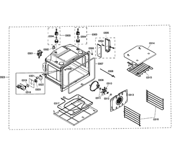 Oven Assy Diagram and Parts List for HBL8450UC 01 Bosch Wall Oven