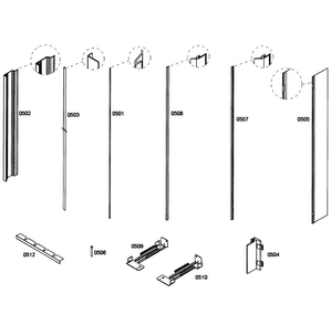 Framing Diagram and Parts List for T24IF70NSP 99 Thermador Freezer