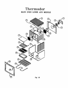 Main Oven Liner And Module Diagram and Parts List for RED30VQW PRIOR-9708 Thermador Range
