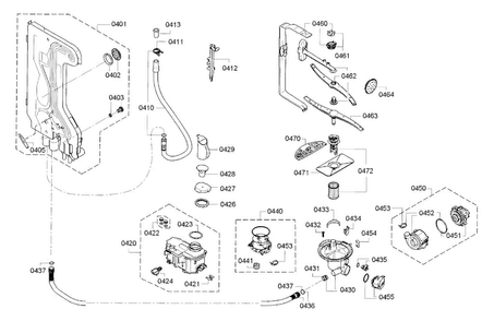 Pump Diagram and Parts List for SGE53U52UC A5 Bosch Dishwasher