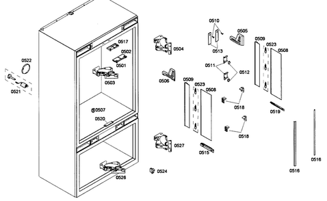 Lighting Assy Diagram and Parts List for T36BT71FS 08 Thermador Refrigerator