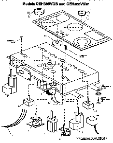 Section 2 Diagram and Parts List for CEH365VQW  Thermador Cooktop