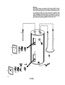 40 Gallon Electric Water Heater Diagram and Parts List for 153314474  Kenmore Water Heater