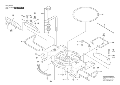Section 5 Diagram and Parts List for 3601M41010  Bosch Miter Saw