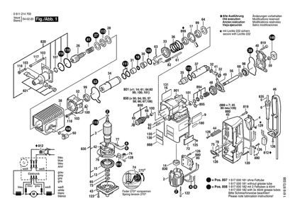 Section 1 Diagram and Parts List for 0611214739  Bosch Hammer Drill