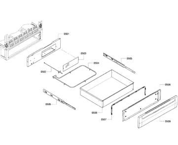 Drawer Assy Diagram and Parts List for HGS7282UC 03 Bosch Range